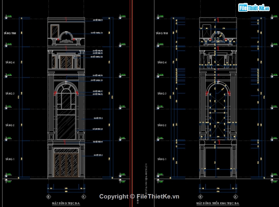 Nhà 4 tầng hiện đại,bản vẽ nhà 4 tầng 4x15m,kiến trúc 4 tầng